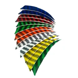 24 Pcs/Lot 4 Inch Shield Cut Arrow Feathers Striped Real Turkey Cut Feather Archery Accessories Fletching Feathers