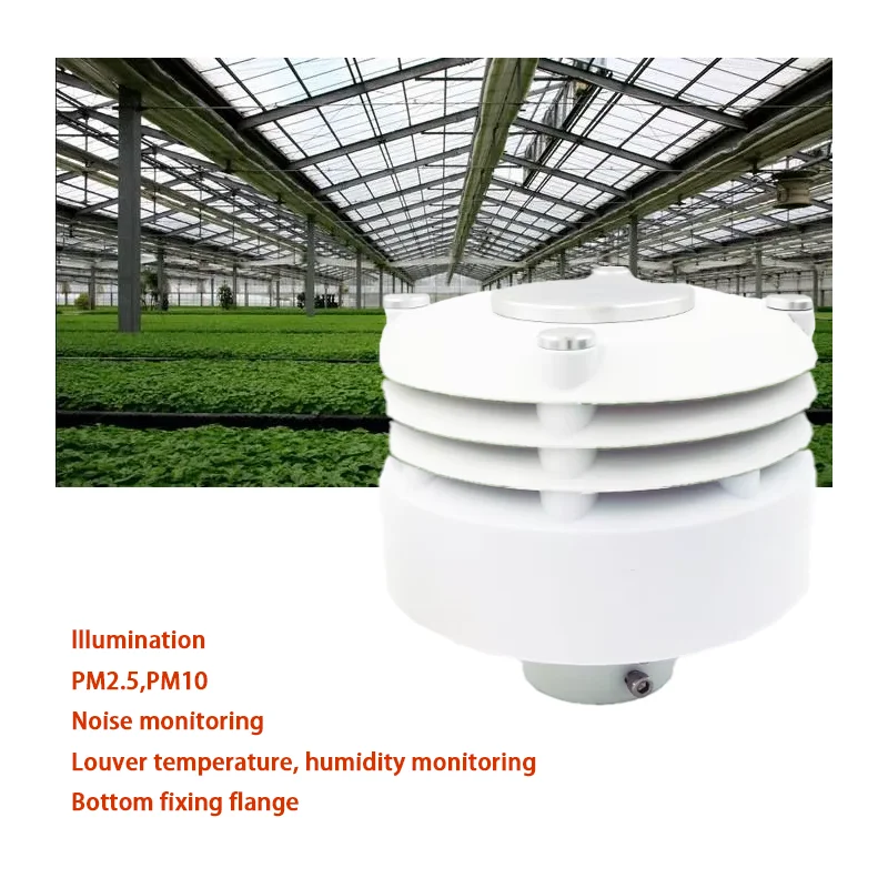 CE SDI12 AIR QUALITY 6 In 1 PARAMETERS TEMPERATURE HUMIDITY PM2.5 PM10 NOISE METEOROLOGICAL STATION WEATHER For GREENHOUSES