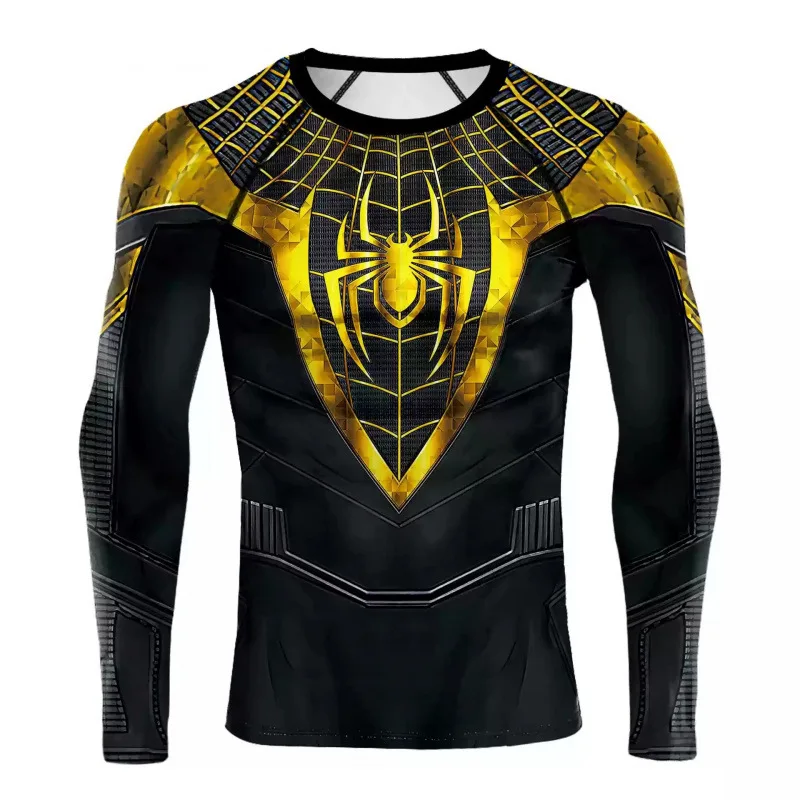 Spider Man Venom Series Fitness Suit Tight Sports Training Long Short Sleeve T-shirt for Men view 6