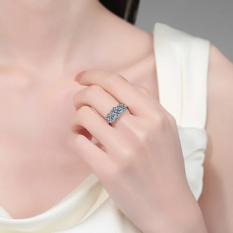 Apaison Delicate VVS1 D Color Full Moissanite Women Ring - Bride Wedding Engagement Anniversary 925 Sterling Silver Jewelry Gift