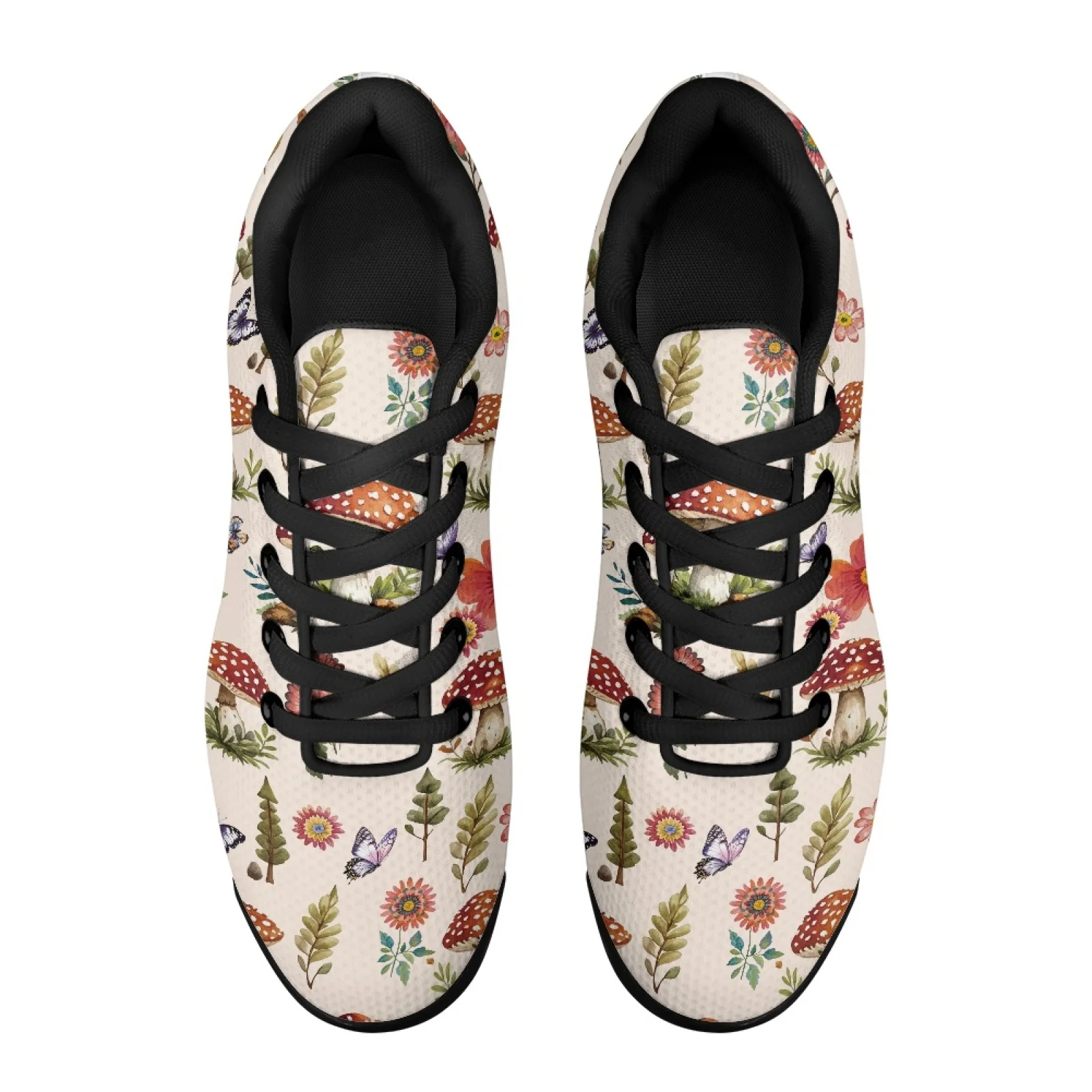 PENSTROLL Comfortable Cross Trainers Shoes Fashion Shock-Absorbing Running Sneakers for Casual Wear Men Mushrooms Flowers