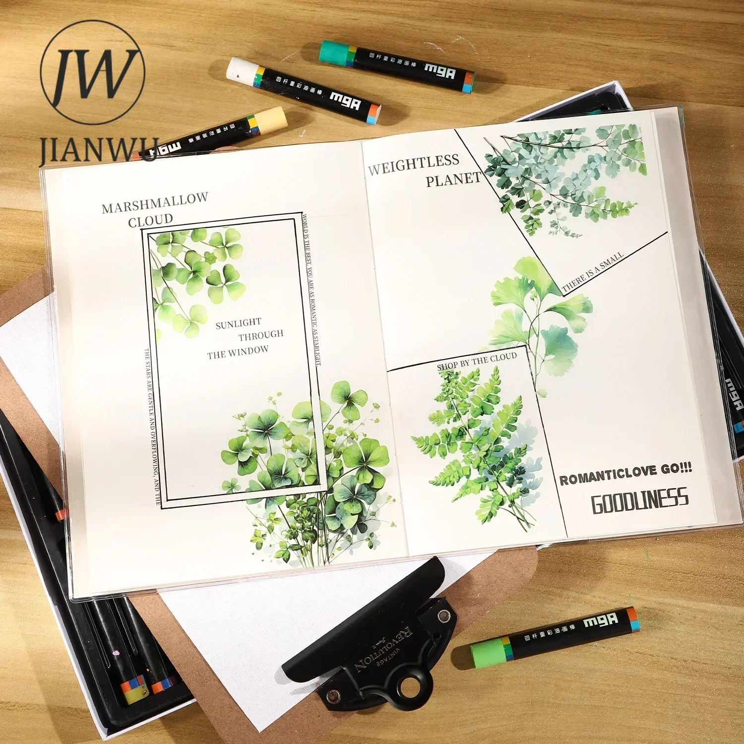 JIANWU Nature of Leaf Language Series Vintage Plant Landscaping Material Collage PET Sticker Creative DIY Journal Stationery