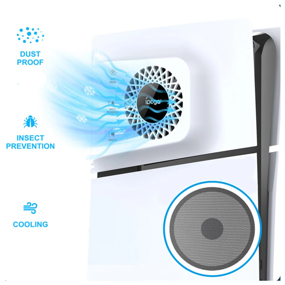 Ventilador de Disco PS5 Slim, Console Edição Digital, 3 Refrigerador de Velocidade Ajustável, 2 Portas USB, Luz LED, Compatível com PS5