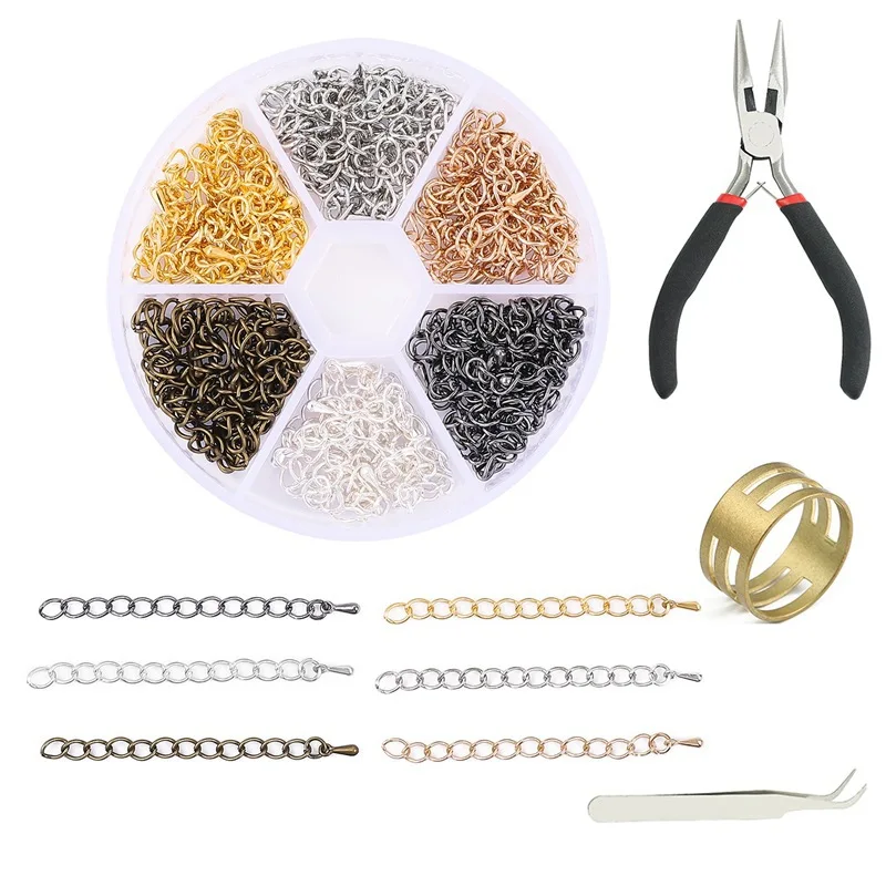 60pcs 5.5cm Iron Bracelet Necklace Extension Chain Water Drop Tail Chain Set Connectors DIY Making Jewelry Findings 6 Colors