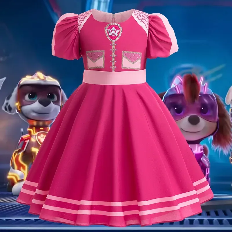 paw patrol christmas dress 2024 Children Cartoon Dog Girl Cosplay Costume Halloween Children Skye Up Stage Performance Party Princess Dress while the simple pull