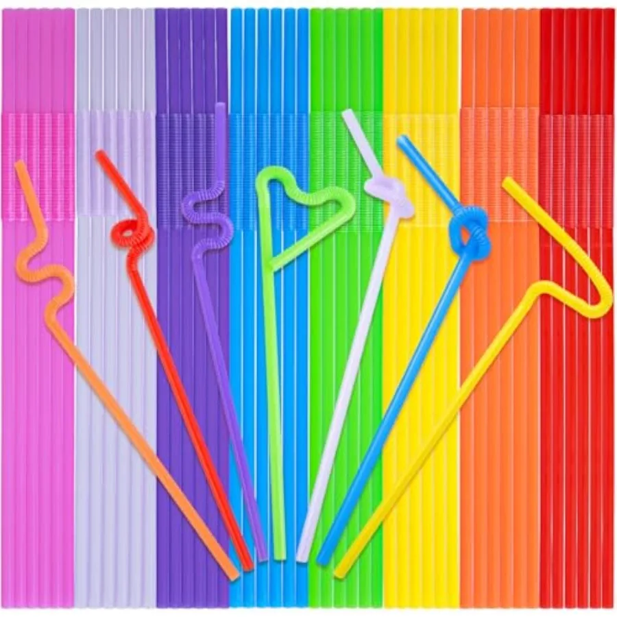 

Plastic Disposable Colorful Bendable Extra Long for Birthday Party