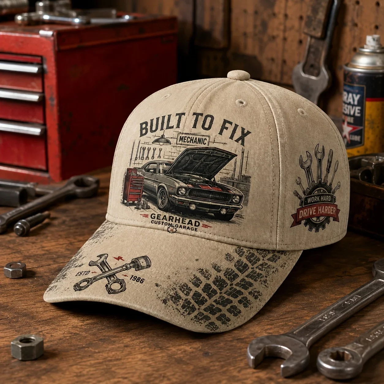 Customization Men' & Women' Vintage Muscle Car Baseball Cap - Adjustable Dad Hat With 