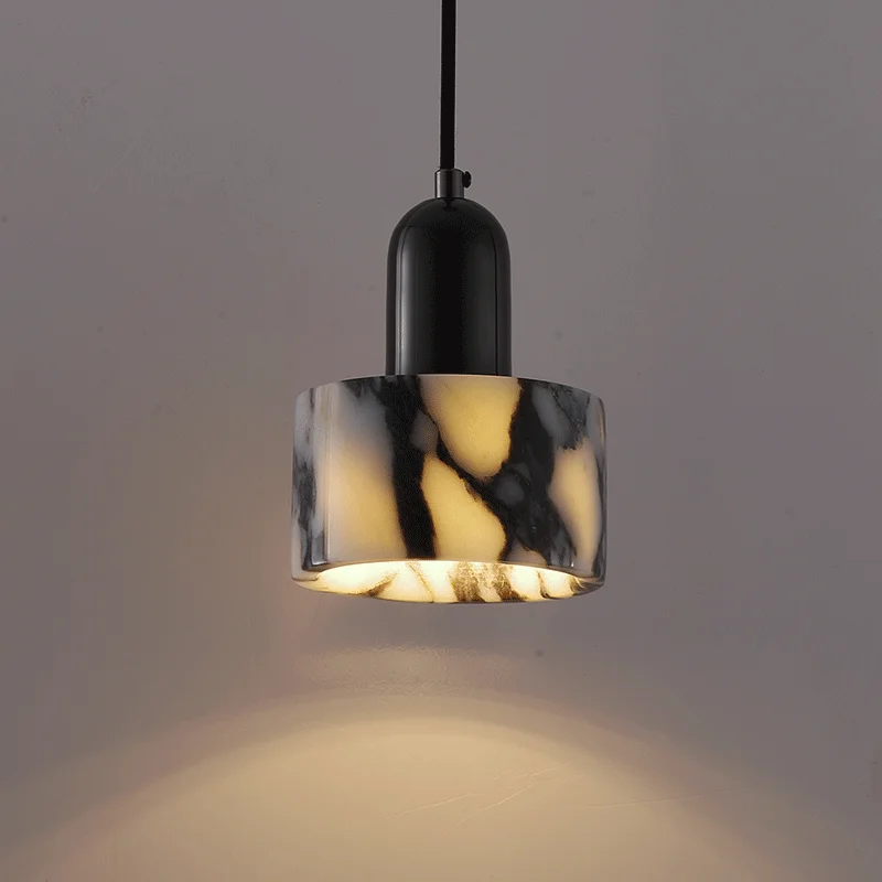 Nordic Luxury Natural Stone Pendant Lamp High-end Marble Bedroom Bedside LED Chandelier Living Dining Room Decor Hanging Lights