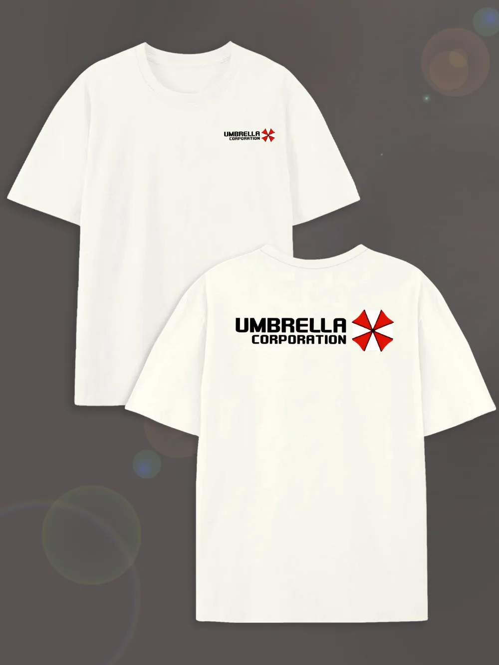 

Men'S Umbrella Corporation Print T-Shirt Summer Short Sleeve Casual Round Neck Tee with Front Back Logo Design
