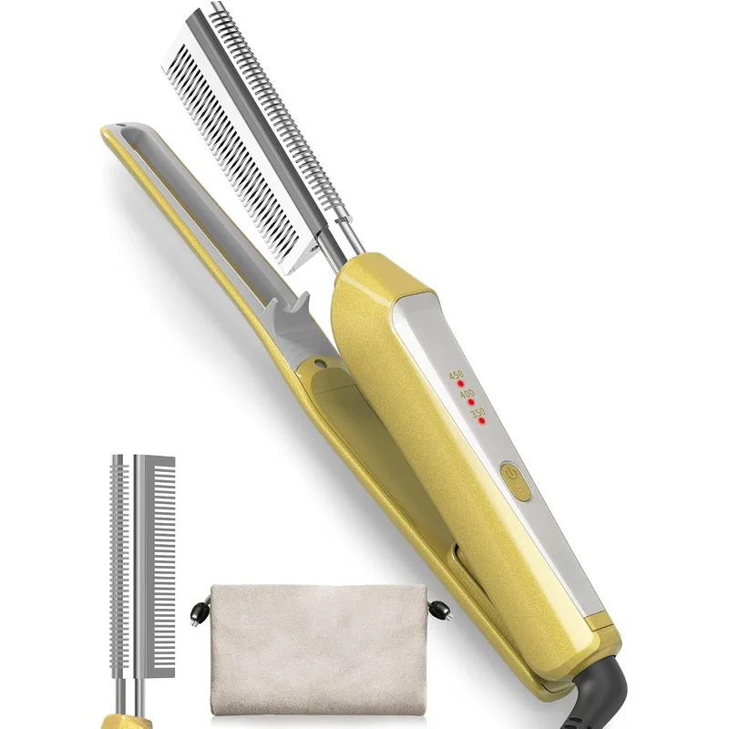 V Heated styling combs are suitable for wigs and black women's hair,3 Heating setting 350-450°F