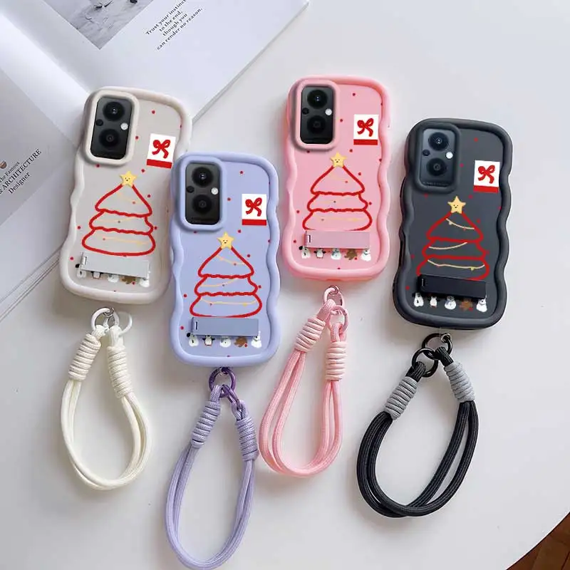 À prova de choque com cordão e suporte árvore de natal vermelha moda pronta flexível para oneplus nord n20 5g caso com oneplus nord n20