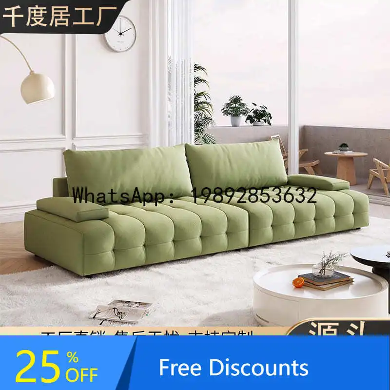 

XL Cream Style Green Tofu Block Fabric Sofa Living Room Sofa