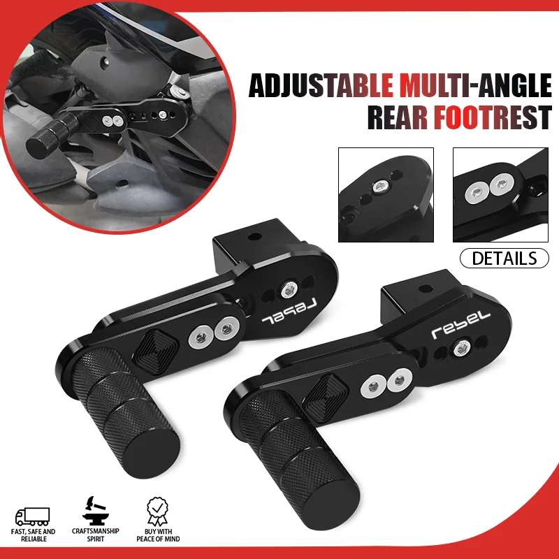 

rebel Motorcycle Adjustable Multi-Angle Telescopic Footrests For REBEL CM300 500 250 CMX300 CMX500 1100 Rear Passenger Foot Pegs