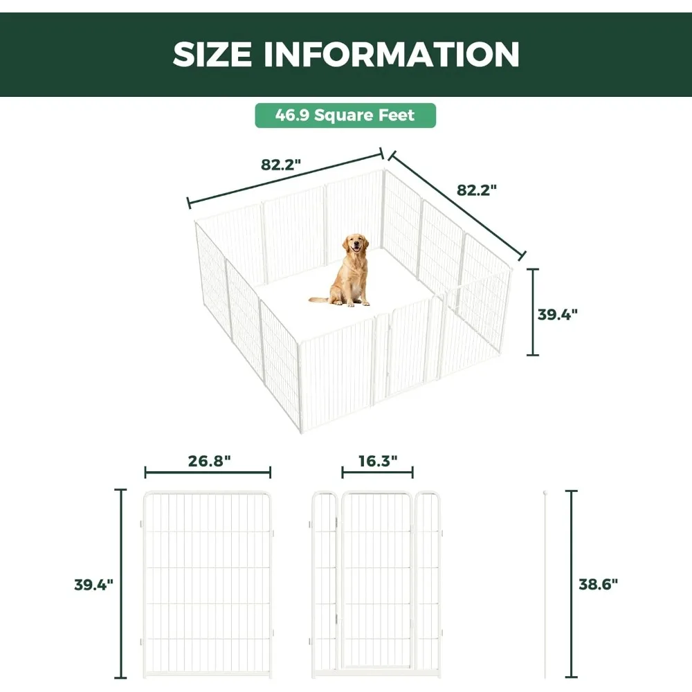 Cercadinho para cães interno resistente de 40 polegadas: área de jogo segura e sem estresse para cães médios a grandes, gabinete de 12 painéis