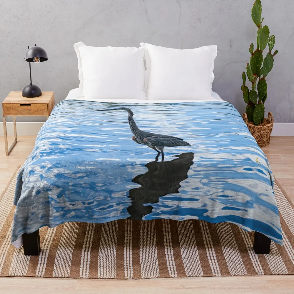 Great Blue Heron Throw Blanket Hairy Blanket valentine gift ideas Flannels Blanket