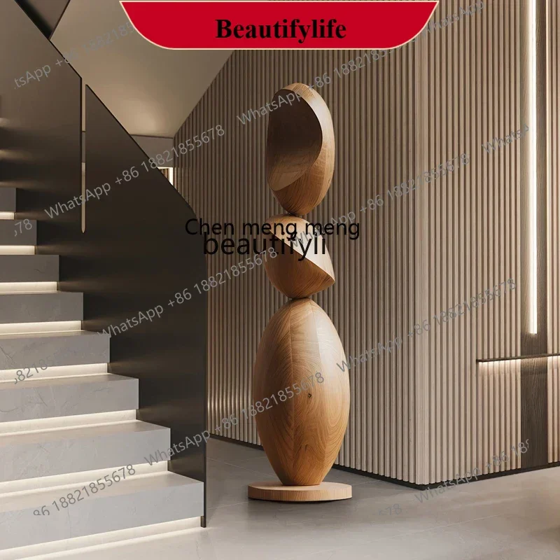 

D178 Entrance abstract wood carving floor-to-ceiling ornament, clubhouse decoration sculpture art installation