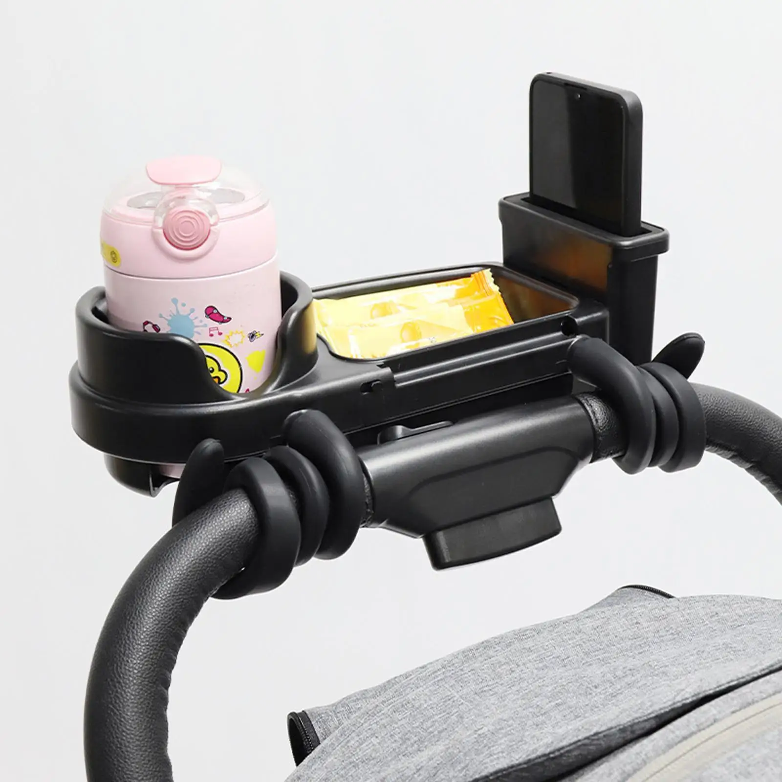 Stroller Snack Tray Attachment with Cup Holder Non Slip Removable Easy to Install Snack Container for Baby Stroller Accessories