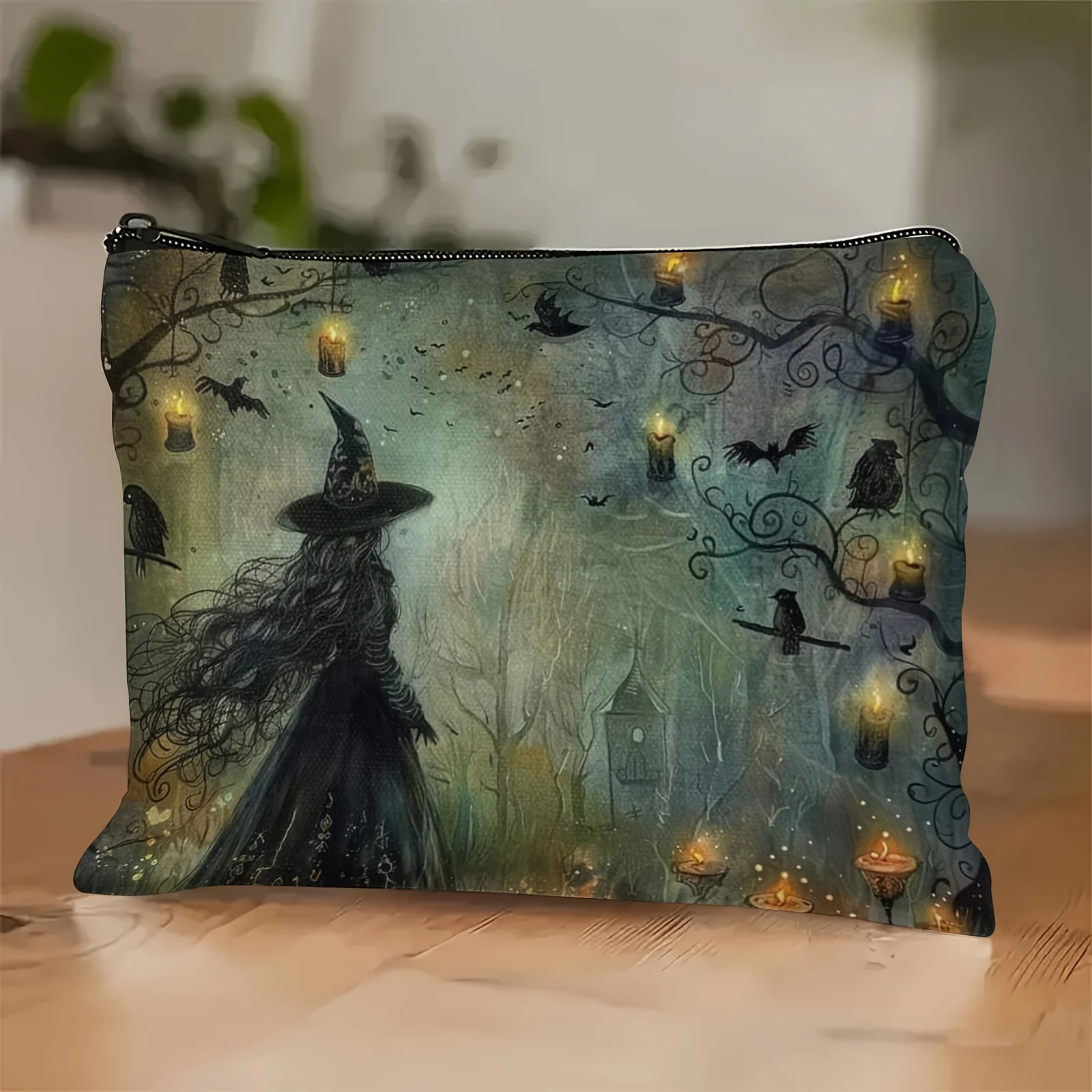 Halloween 1pc Witch-Themed Makeup Bag | Travel Cosmetic Pouch with Zipper, Lightweight & Versatile