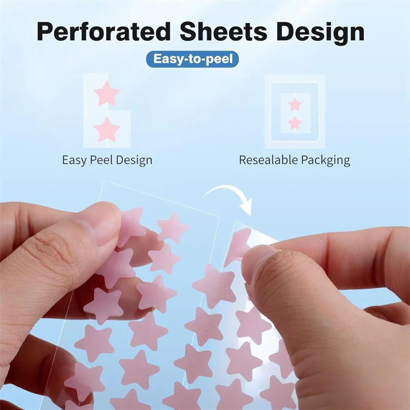 40/432 Uds. Parches coloridos para espinillas de PE, pegatina para cubrir espinillas en forma de estrella, cubierta Invisible para espinillas, parche para quitar espinillas