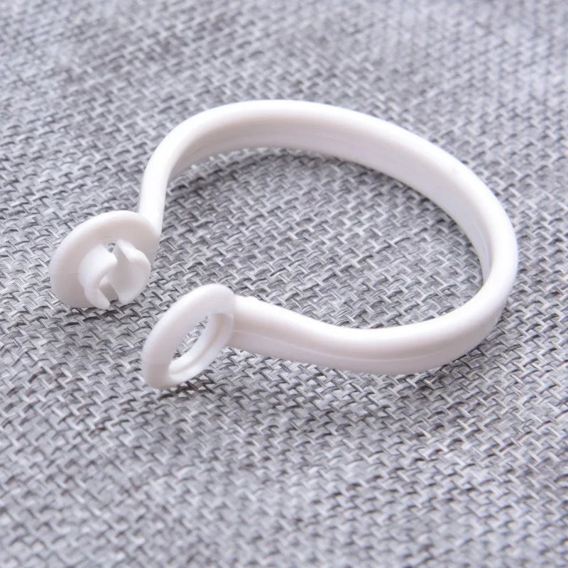 60 pcs 35mm Split Ring Drapery Hooks, No Rod Removal Needed for Bathroom Sheer Curtain, Multipurpose, White