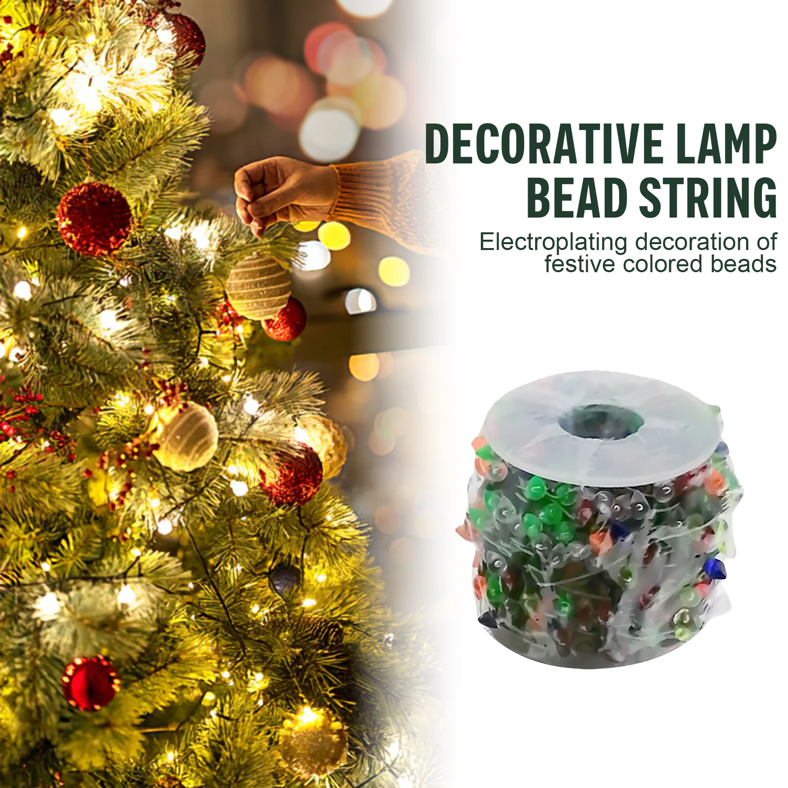 Holiday Party Beaded String Lights Colorful Plated Plastic Christmas Garland for Indoor Outdoor Festive Home Decorations