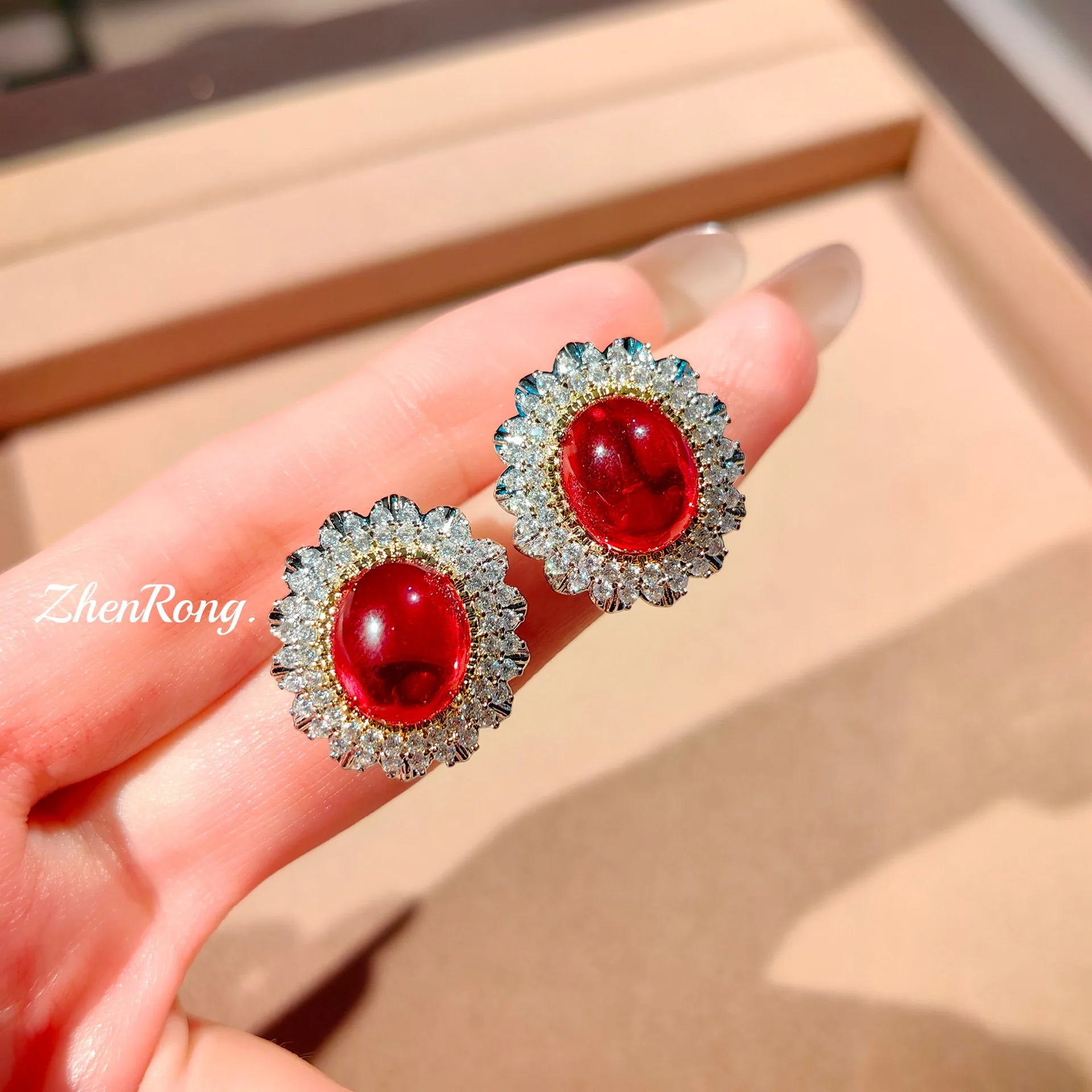 Elegant Luxury Lab Ruby Wedding Jewelry Sets for Women Inlaid Shiny Zircon Necklace/Ring/Earring Female Anniversary Party Gifts