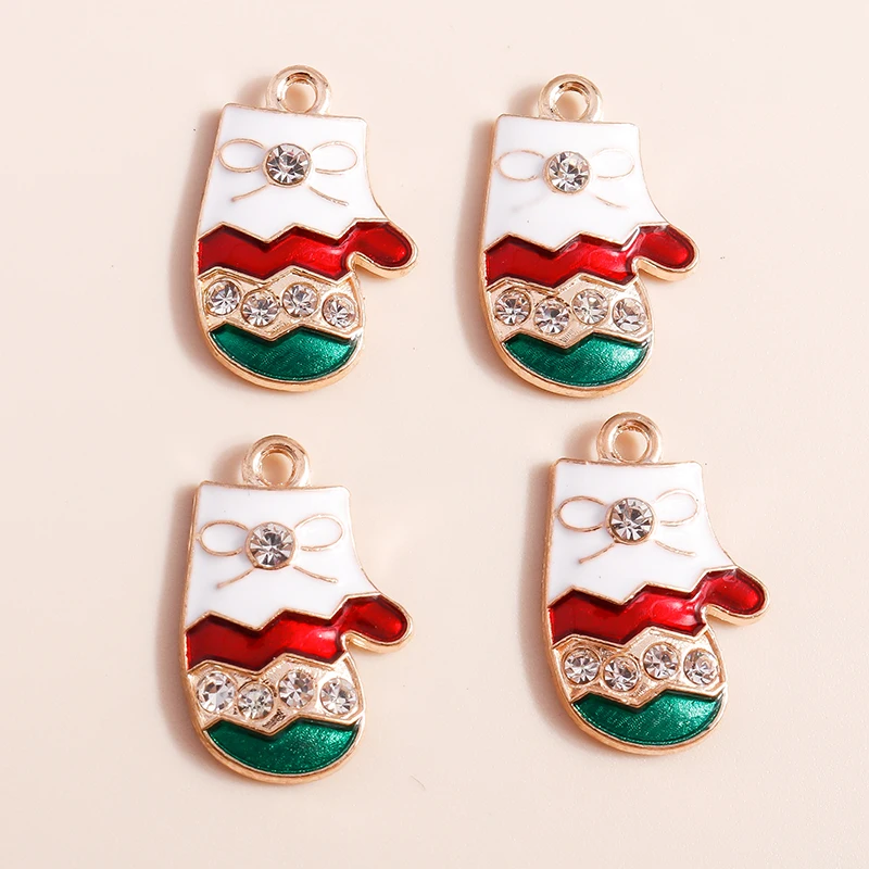 20 Stück 13 x 20 mm niedliche Emaille-Weihnachtshandschuhe, Charms für Schmuckherstellung, Ohrringe, Anhänger, Halsketten, Armbänder, Bastelbedarf – Detail 3