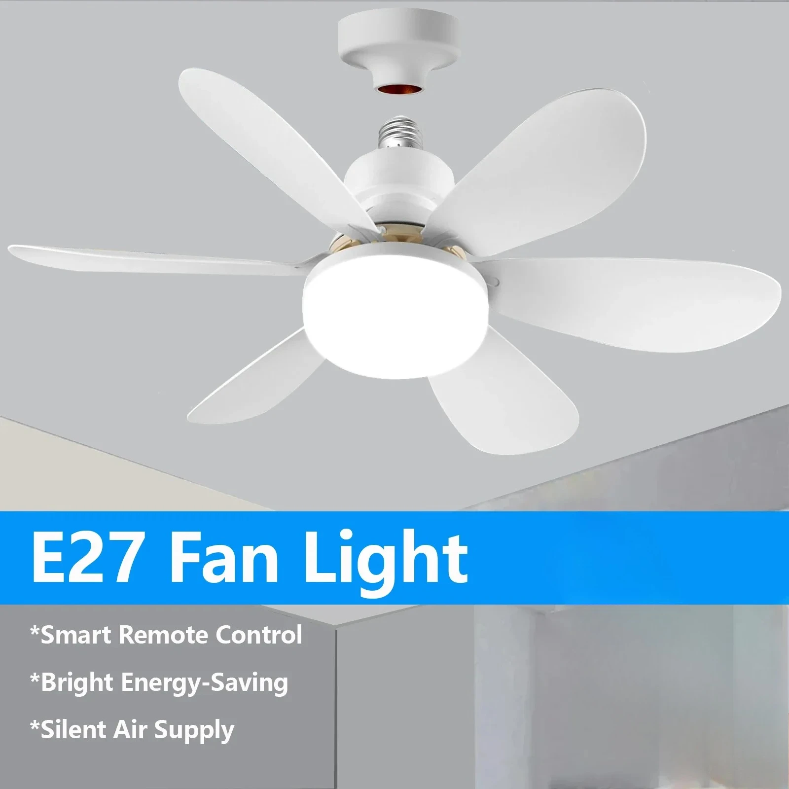 20inch 40W Modern Ceiling Led Light Fan 52CM 42CM Silent with Remote Control Ceiling Fans Lamp for Room Office Study Kitchen