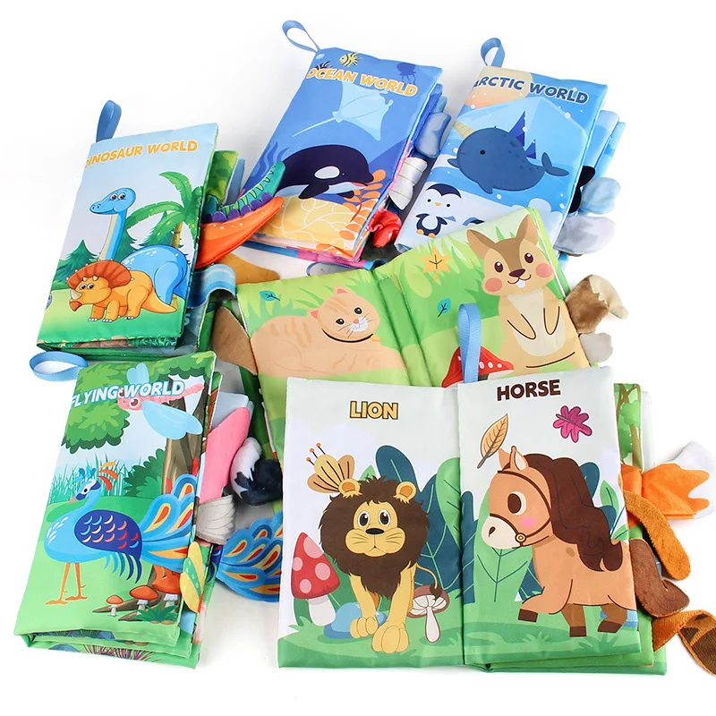 Fun Early Learning Tear & Tear With Rattle Paper Forest Dinosaur Animal Baby Cloth Book Baby English Sea Animal Tail Cloth Book