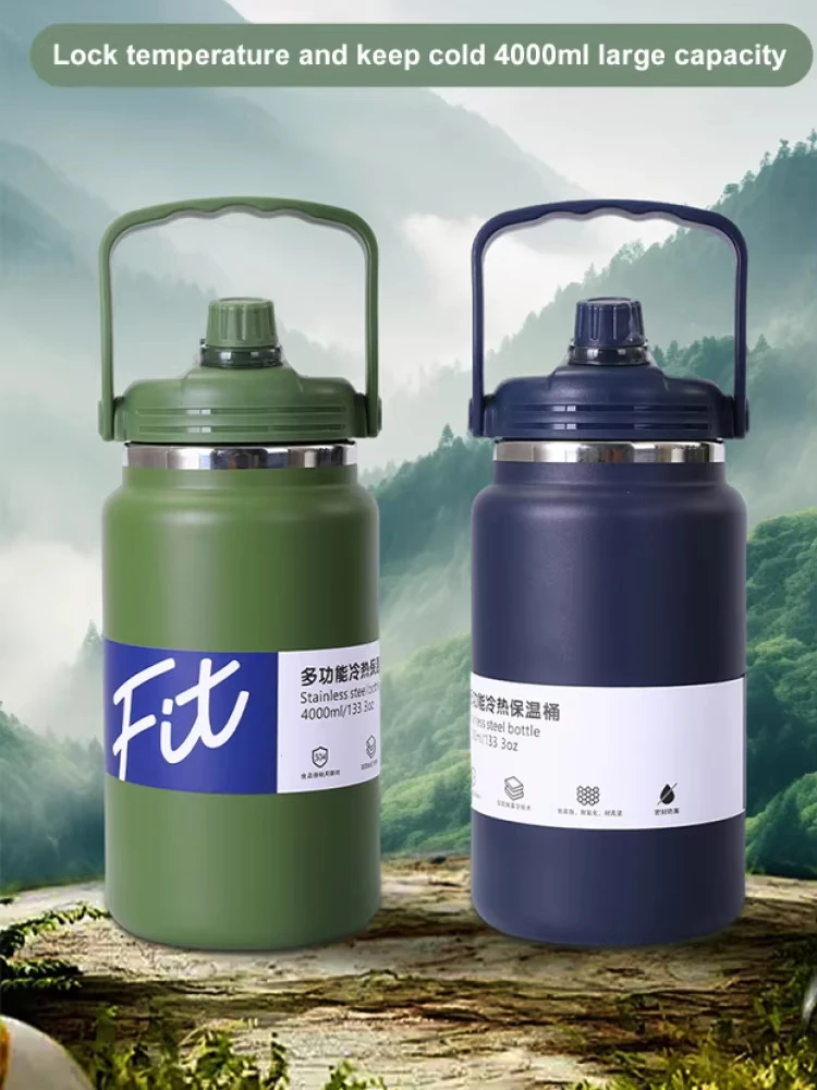 

4000ml extra-large insulated travel container for outdoor camping, super ice-retaining cup, and summer ice bucket.