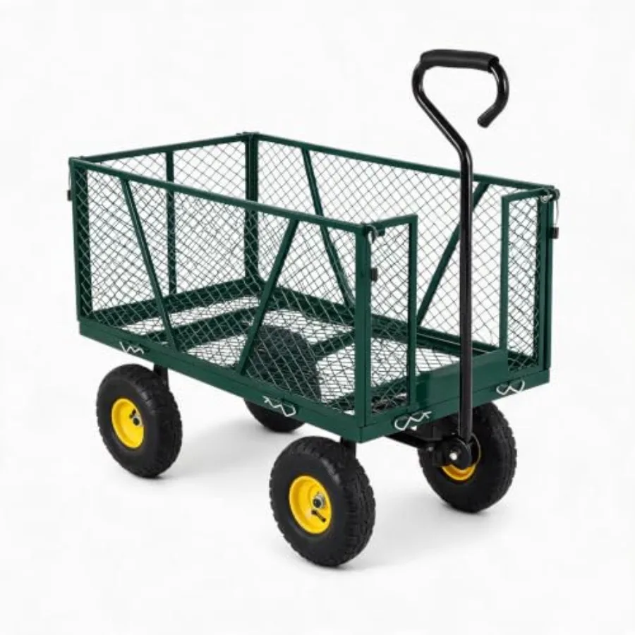1100LBS Steel Garden Cart, Heavy Duty Wagon with 10