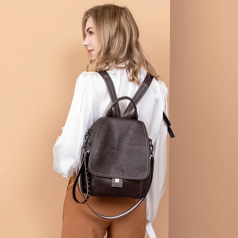 Retro Stylish Women's Backpacks Anti Theft Girl's School Bag Large Capacity LadiesTravel Bags Female Backpacks
