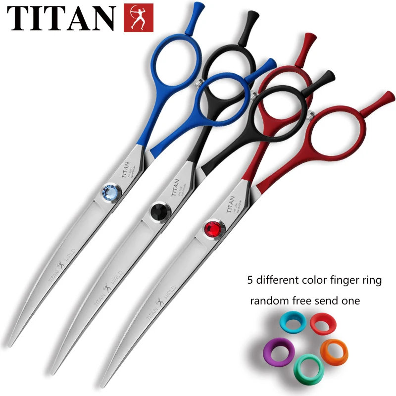 

TITAN 7.0inch Professional Pet Grooming Shears Curved Scissors JP steel Groomer Tools