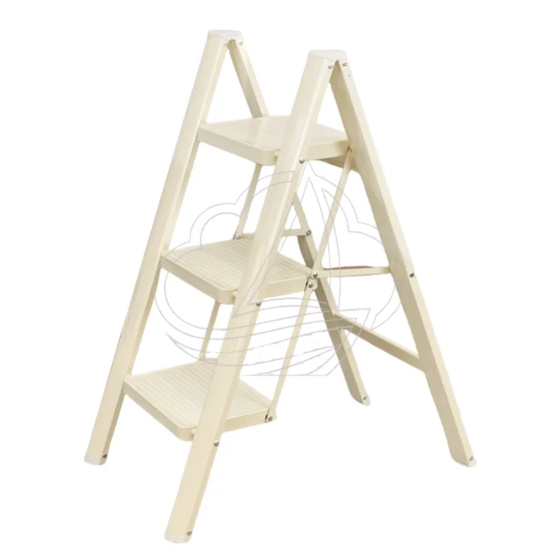 Ladder stool, home folding ladder, thick zigzag ladder, cream style climbing ladder, multifunctional storage rack, plant rack