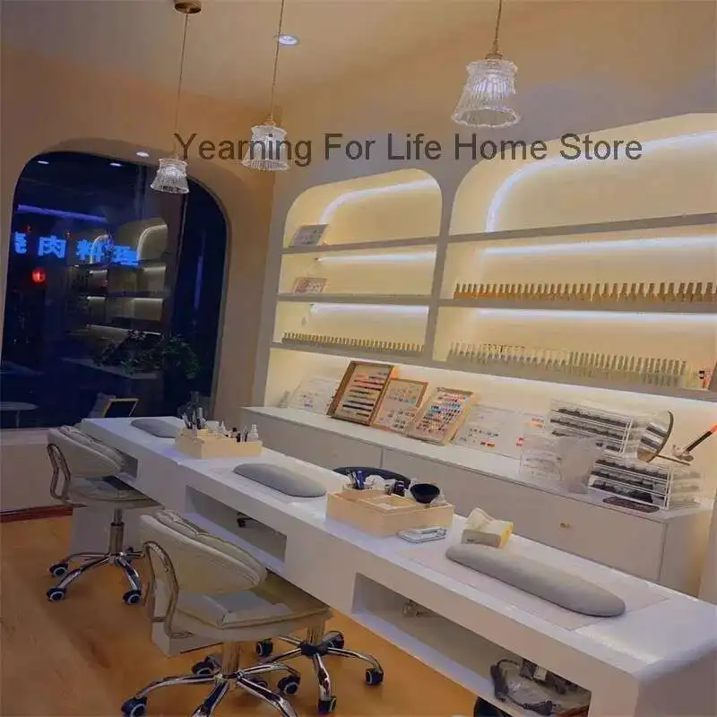 

White Chair Nail Desk Workstation Design Organiser European Nail Desk Luxury Nordic Tavolo Manicure Professionale Furniture