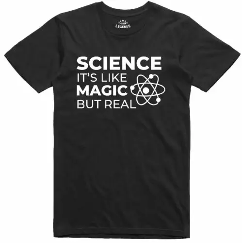 Camiseta Divertida Hombre Ciencia Como Magia Pero Real Geek Fit de Algodón