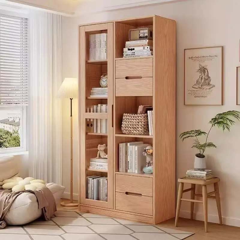 

Ash wood solid wood bookcase Floor-to-ceiling children's reading storage rack Living room multi-layer bookshelf Household wall