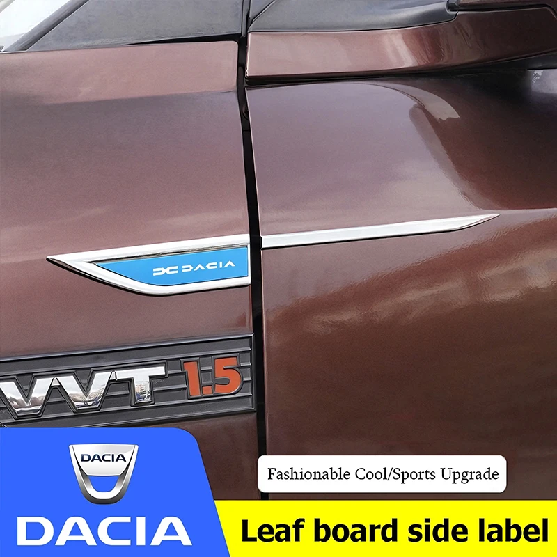2 uds pegatina de Metal para coche emblema Dacia guardabarros hoja insignia de estilo calcomanía para Dacia Spring Sandero Stepway Dokker Lodgy Jogger Duster