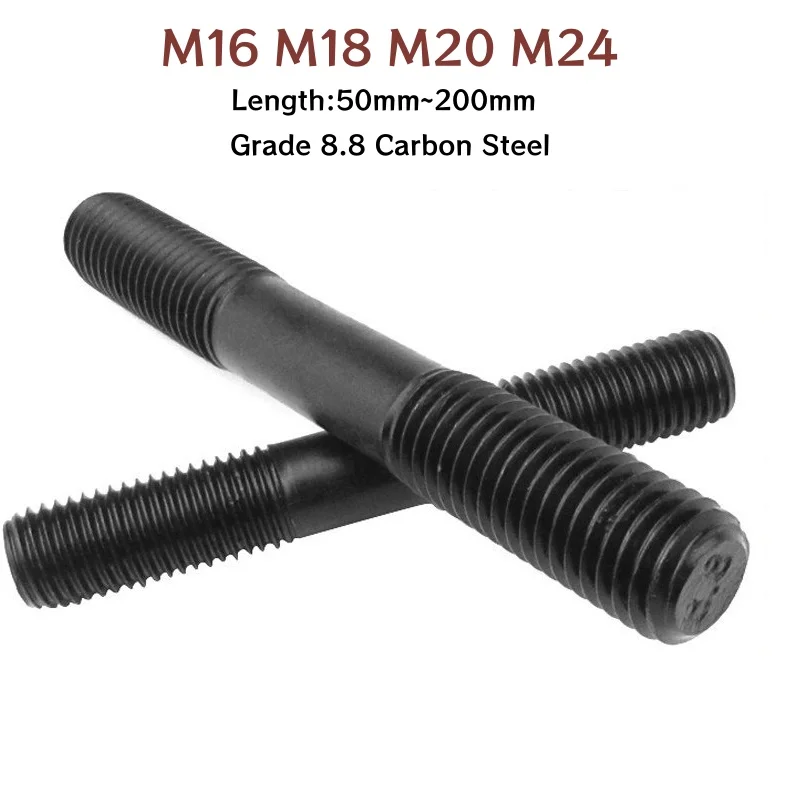 

Винты-шпильки M16, M18, M20, M24, стальные, класс прочности 8.8, с двойной резьбой, высокопрочные, для машинного оборудования