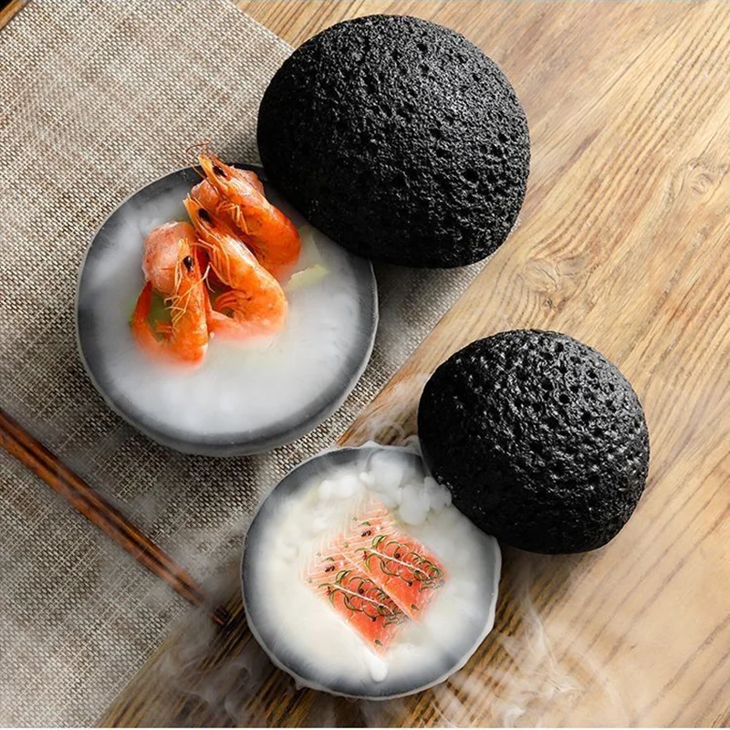 Creative Planet Sashimi Dry Ice Plate Special Lava Stone Seafood Sushi Restaurant Salmon Serving Plate