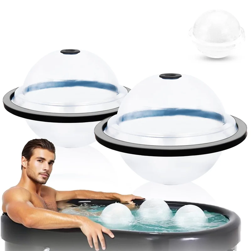 ABBO-Extra Large Sphere Ice Molds For Ice Baths, Icecube Molds For Cold Plunge, Ice Block Mold Reusable Ice Ball Maker
