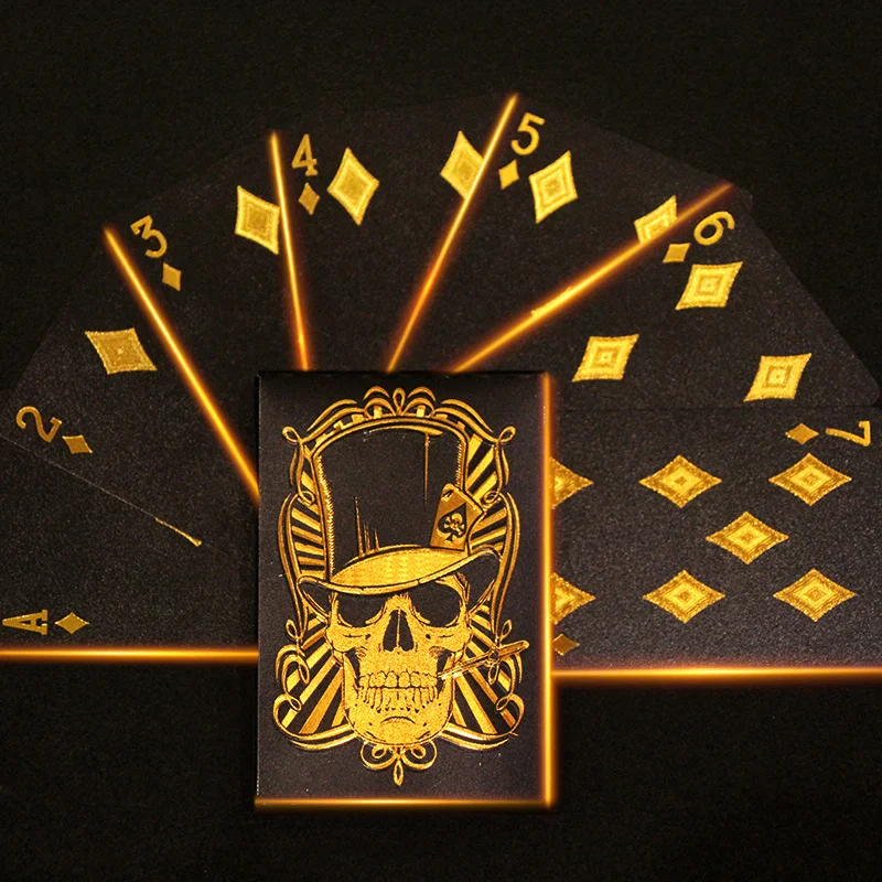 

Black Rose/Skull (Gold/Silver)Playing Card Game Card Group Waterproof Poker Suit Magic Dmagic Package Board Game Gift Collection