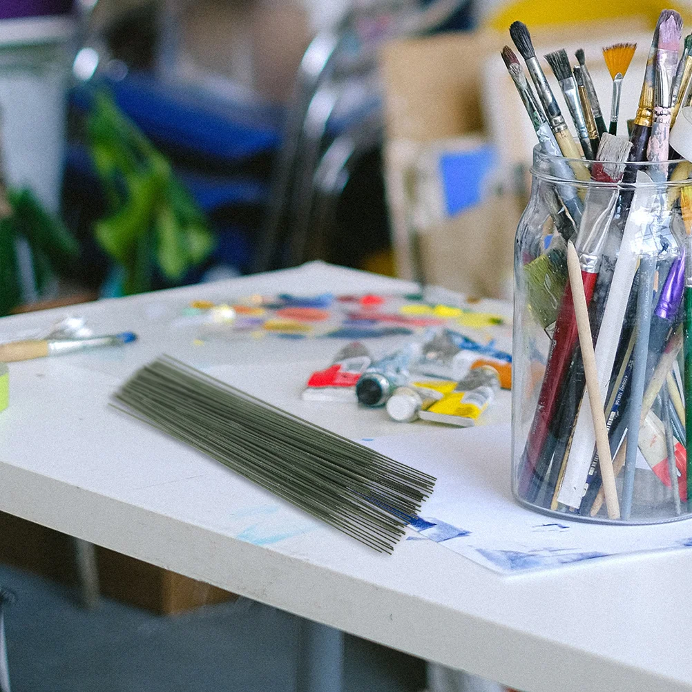 100 قطعة سلك الأزهار الخضراء للحرف اليدوية قضبان زهرة اصطناعية لتقوم بها بنفسك ينبع الزهور تشكيلة زهور لوازم صنع باقة #2