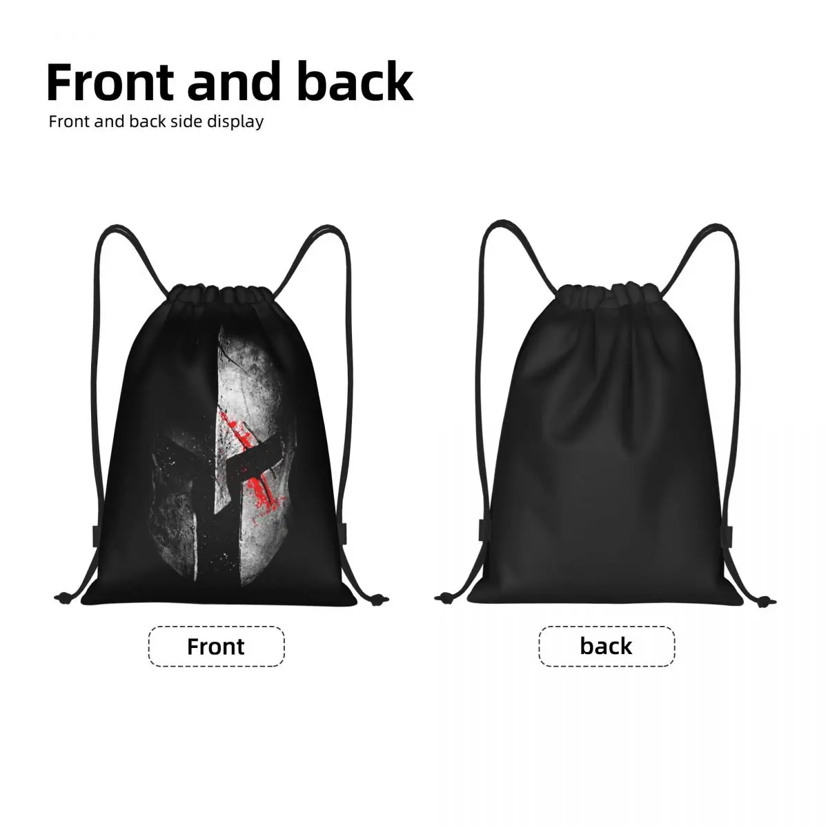 Custom Sparta Skull Spartan Helmet Drawstring Bag for Shopping Yoga Backpacks Men Women Sports Gym Sackpack