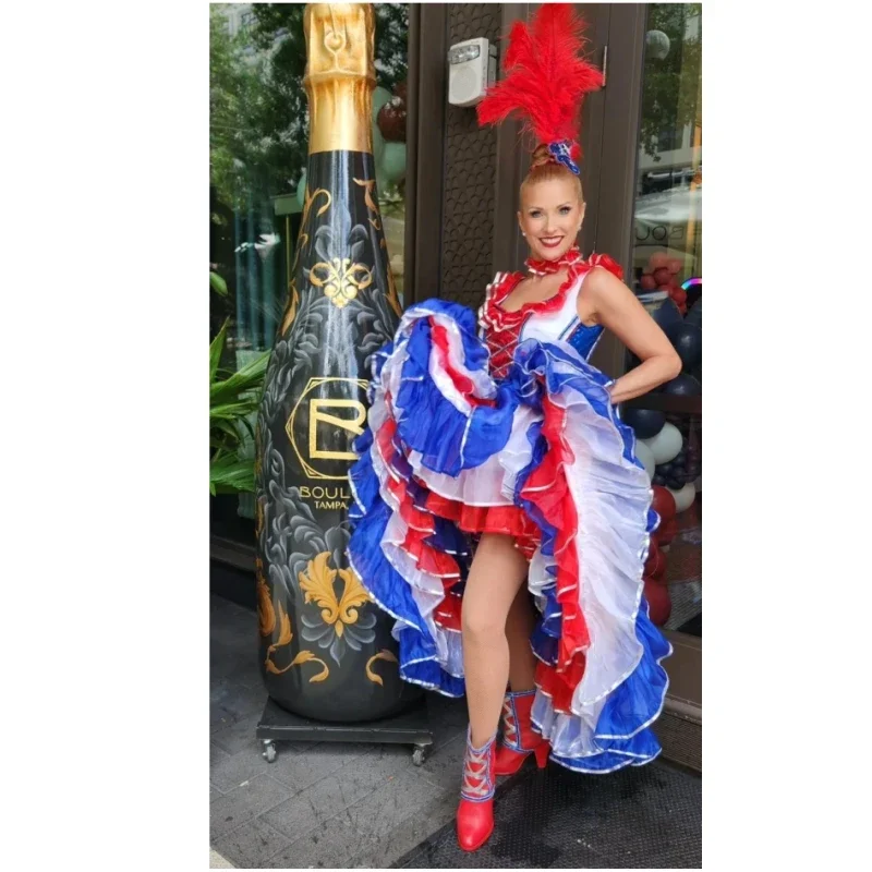 

French Cancan Dance Costume Moulin Rouge Burlesque Halloween Cosplay for Women 19th Century Vintage Tulle Layered Dress