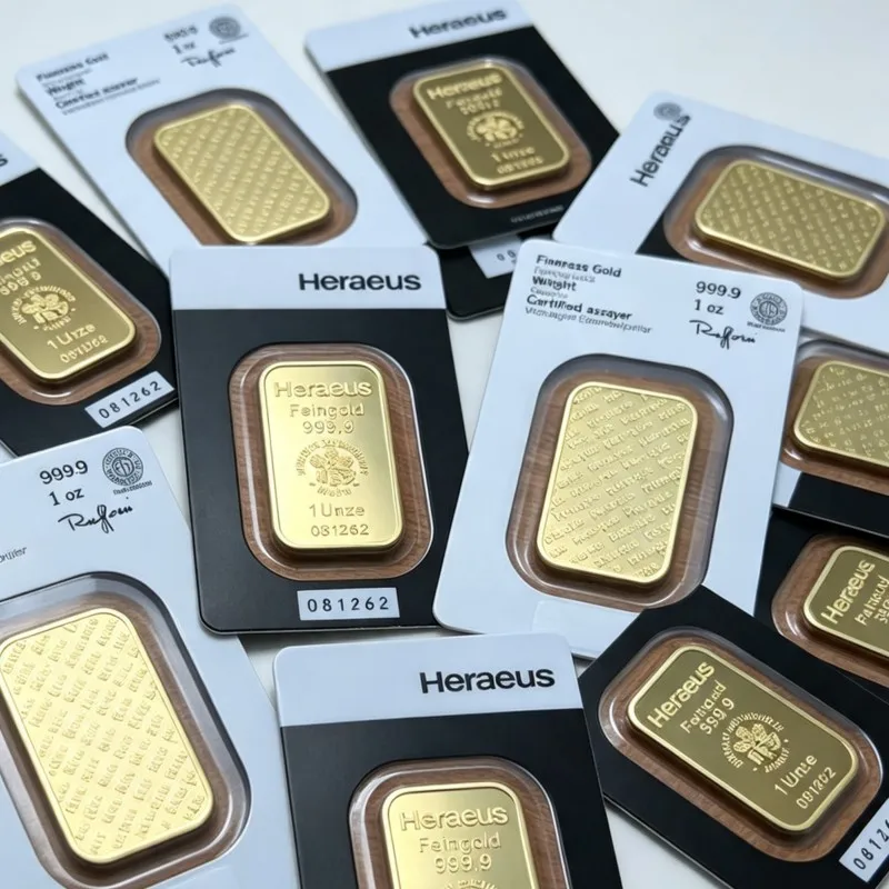 Newest Heraeus Gold Bar 1oz Suisse Gold Plated Bullion Bar with Different Serial Numbers Collect Gifts