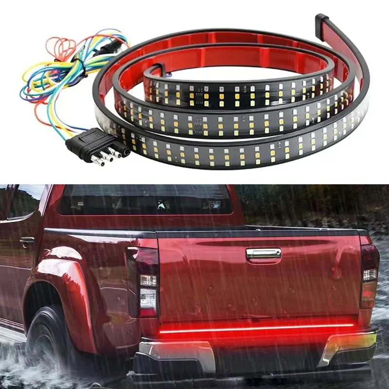 Led luz da porta traseira do carro luz de sinal volta freio captador luz da cauda correndo luz reversa duplo flash luzes 12v 48/60 Polegada