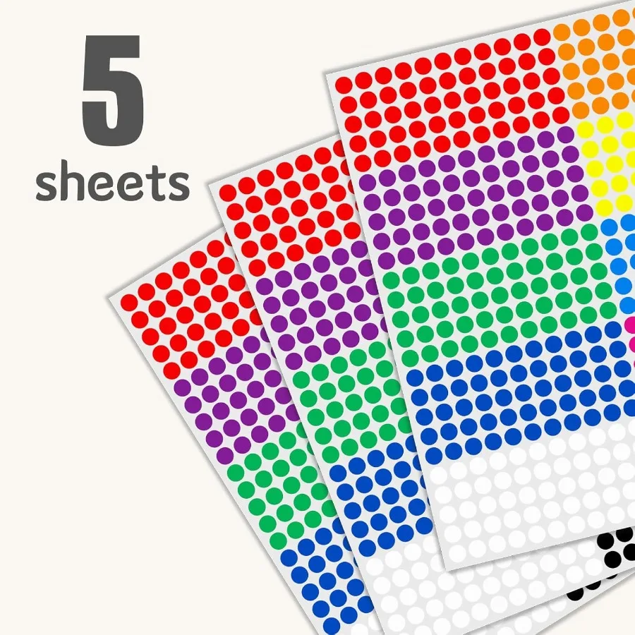 1 4 "تحريك نقطة ملونة صغيرة 2750 قطعة دائرية تحريك صغيرة صغيرة ملصقات ترميز ملونة صغيرة ملونة #4