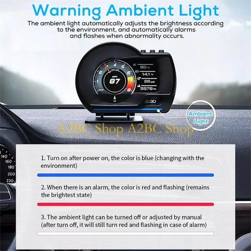A2BC Built In Light Auto Brightness Adjust OBD2 Car Head Up Display
