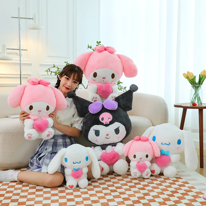 

New Sanrio Plushies Hearts Series Cinnamonroll Kuromi My Melody Soft Kawaii Stuffed Plush Dolls Christmas Gifts For Children